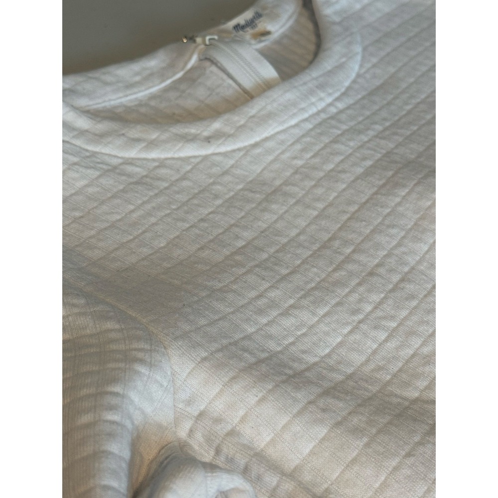 Madewell Quilted Pullover Top White Long Sleeve Women XS E1679 - Picture 3 of 9